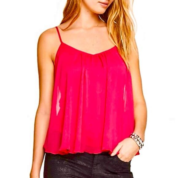 EXPRESS Womens Spaghetti Strap Flowy Swing Camisole Tank Bright Magenta Size XS - Picture 2 of 7